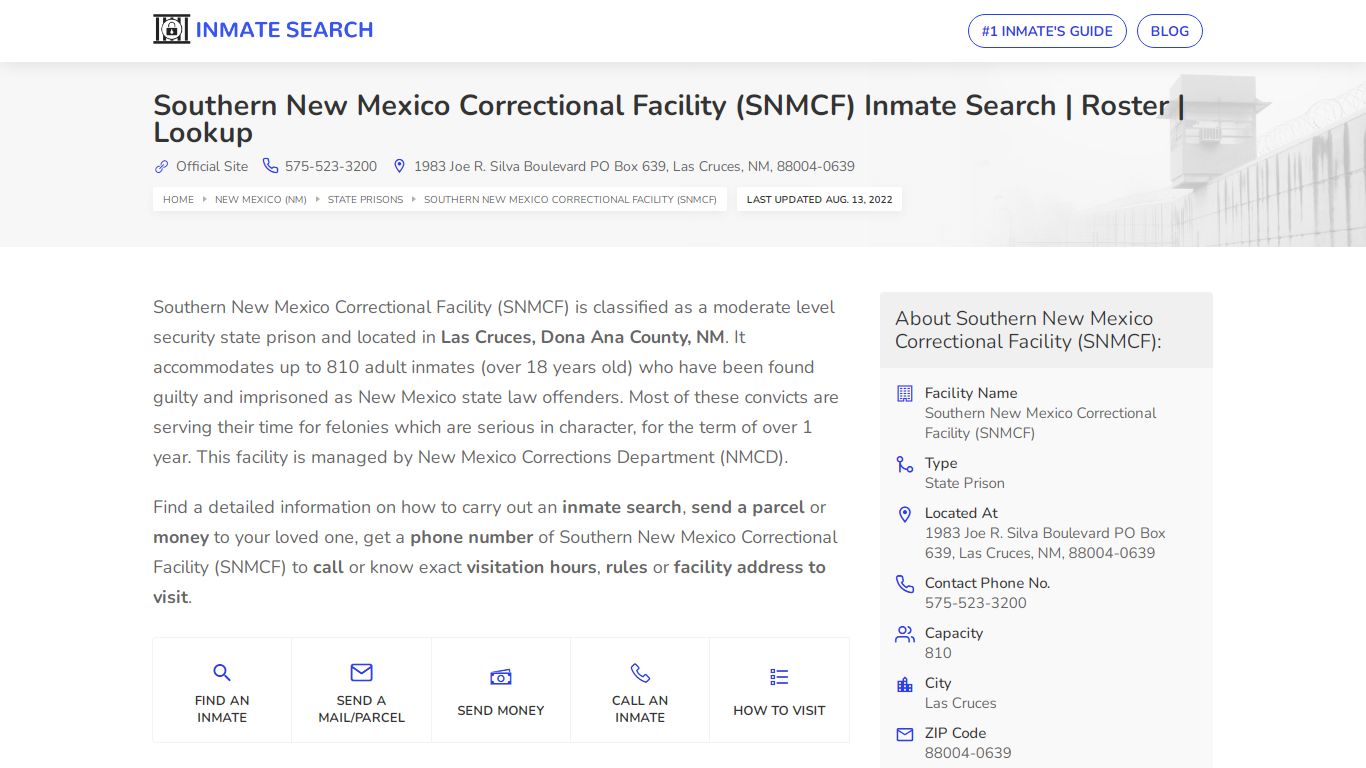 Southern New Mexico Correctional Facility ... - Inmate Search